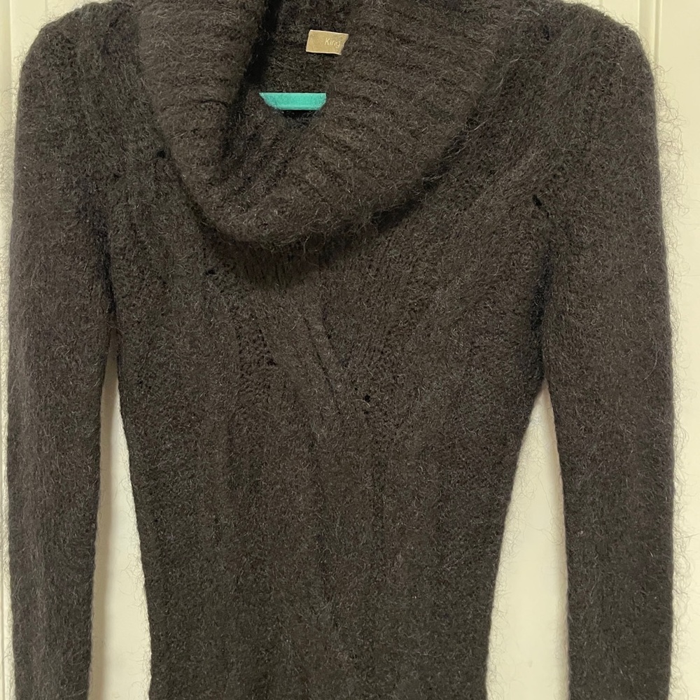 Whimsigoth Black Cowl-Neck Cable Sweater Dress Luxury Soft Stretch Bodycon Small - Picture 2 of 10